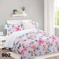 Genérico - Cubrecama Quilt Sherpa 2 Plazas - Rosado Mariposa M902