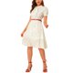 thumbnail image 4 of INSPIRE CHIC Vestido Vintage para Mujer de Regreso a Clases con Estampado Floral, Cuello Peter Pan, Largo a la Rodilla, Casual, Talla S, Blanco, 4 of 7