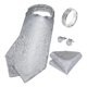thumbnail image 2 of Corbatas Seda Ascot Pañuelo + Anillo Plateado Paño Colleras gris Talla Única, 2 of 5