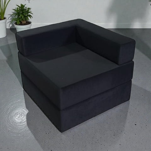 Diseños Valestrini - Sofa Cama Arkos En Felpa Negra
