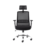 Genérico - Silla De Escritorio Cuba Alta Con Brazo Regulable Y Cabecero Negro