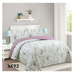 Genérico - Cubrecama Quilt Verano 1.5 Plazas - Blanco Natural Xf92