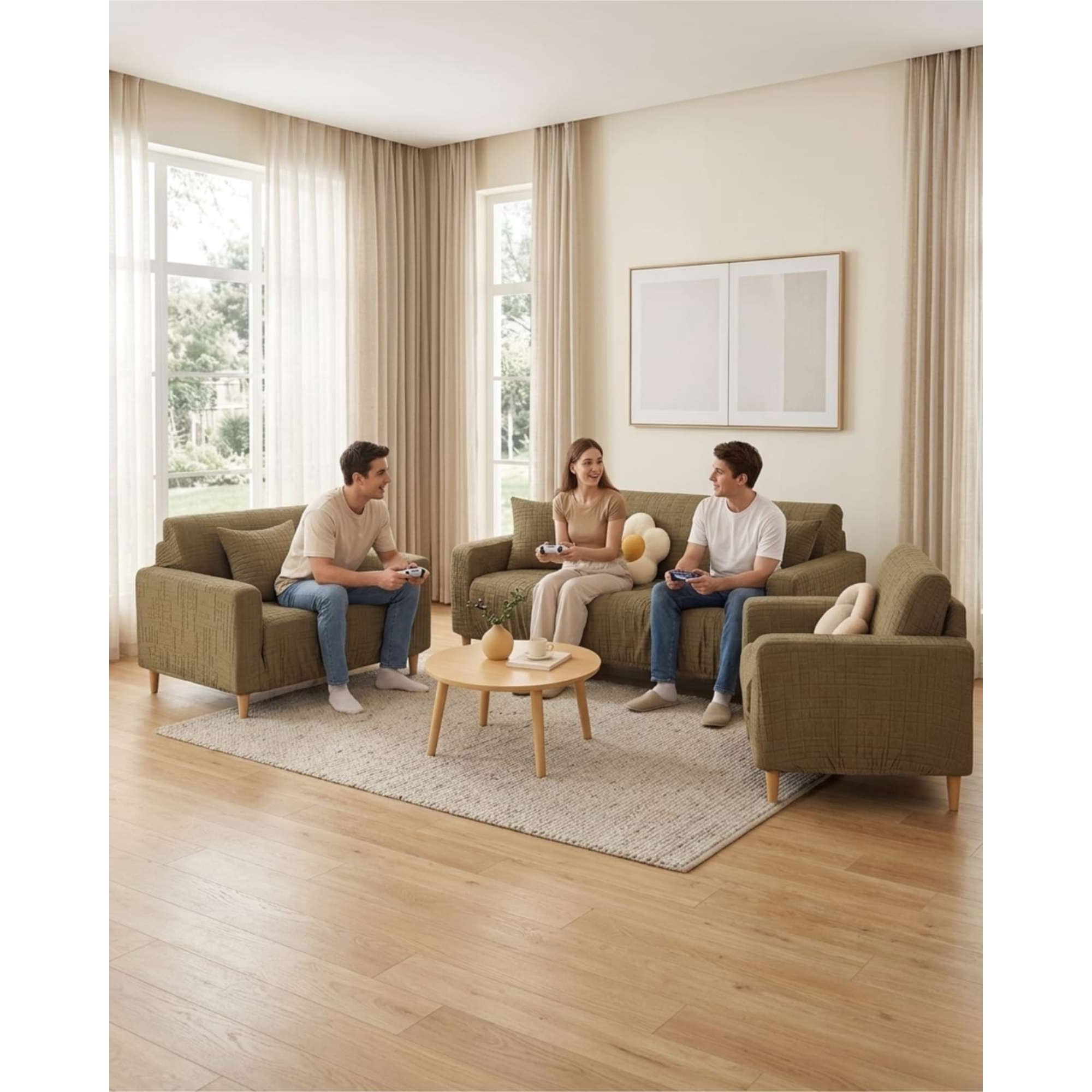 Myl Todo Hogar - Funda Cubre Sillón 3+1+1 Protector De Tela Reforzada Lavable