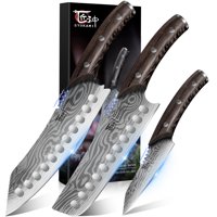 Juego De Cuchillos Syokami, 3 Piezas, Estilo Japonés, Diseño De Damasco