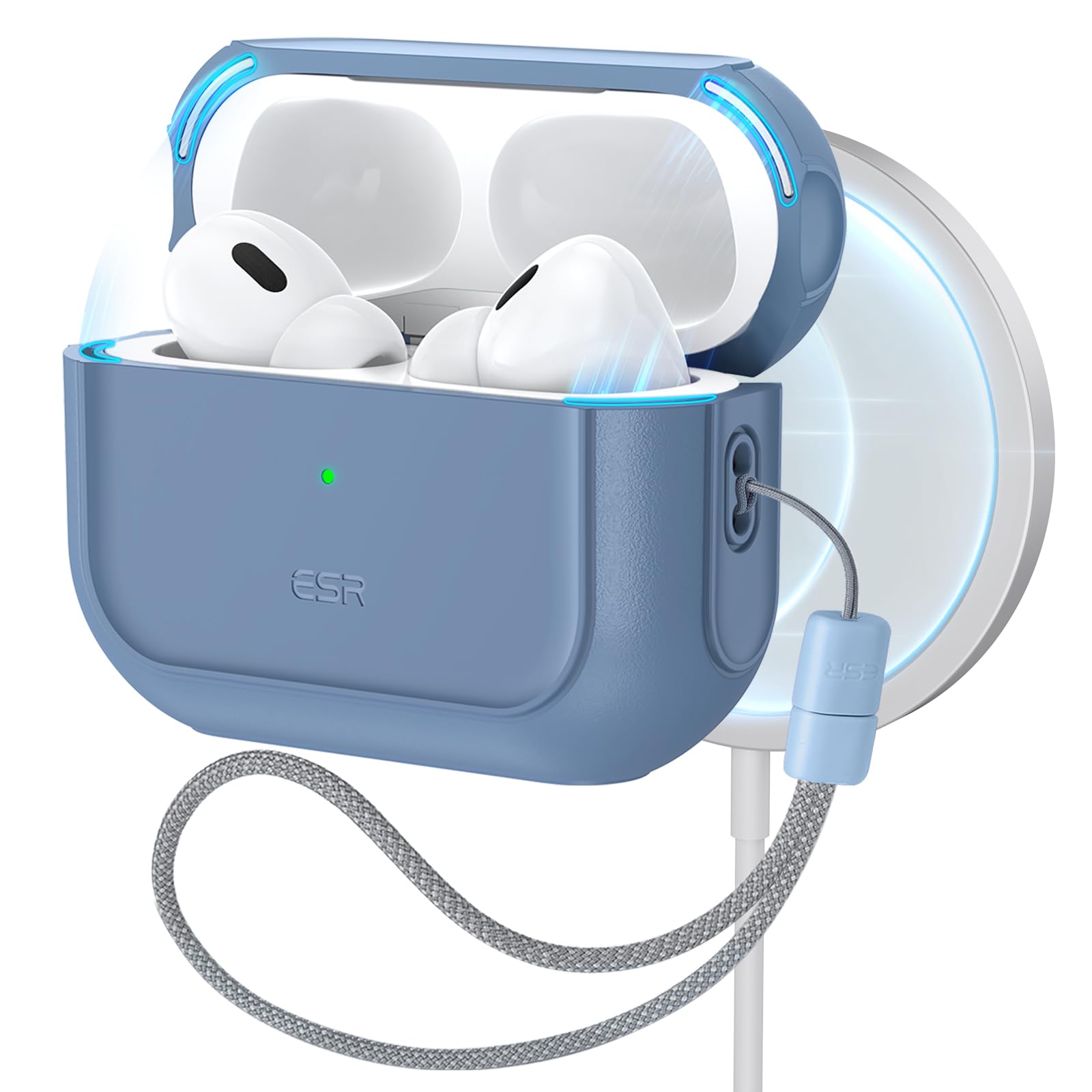 Funda Para Airpods Pro 2 Esr Halolock Con Cordón Azul