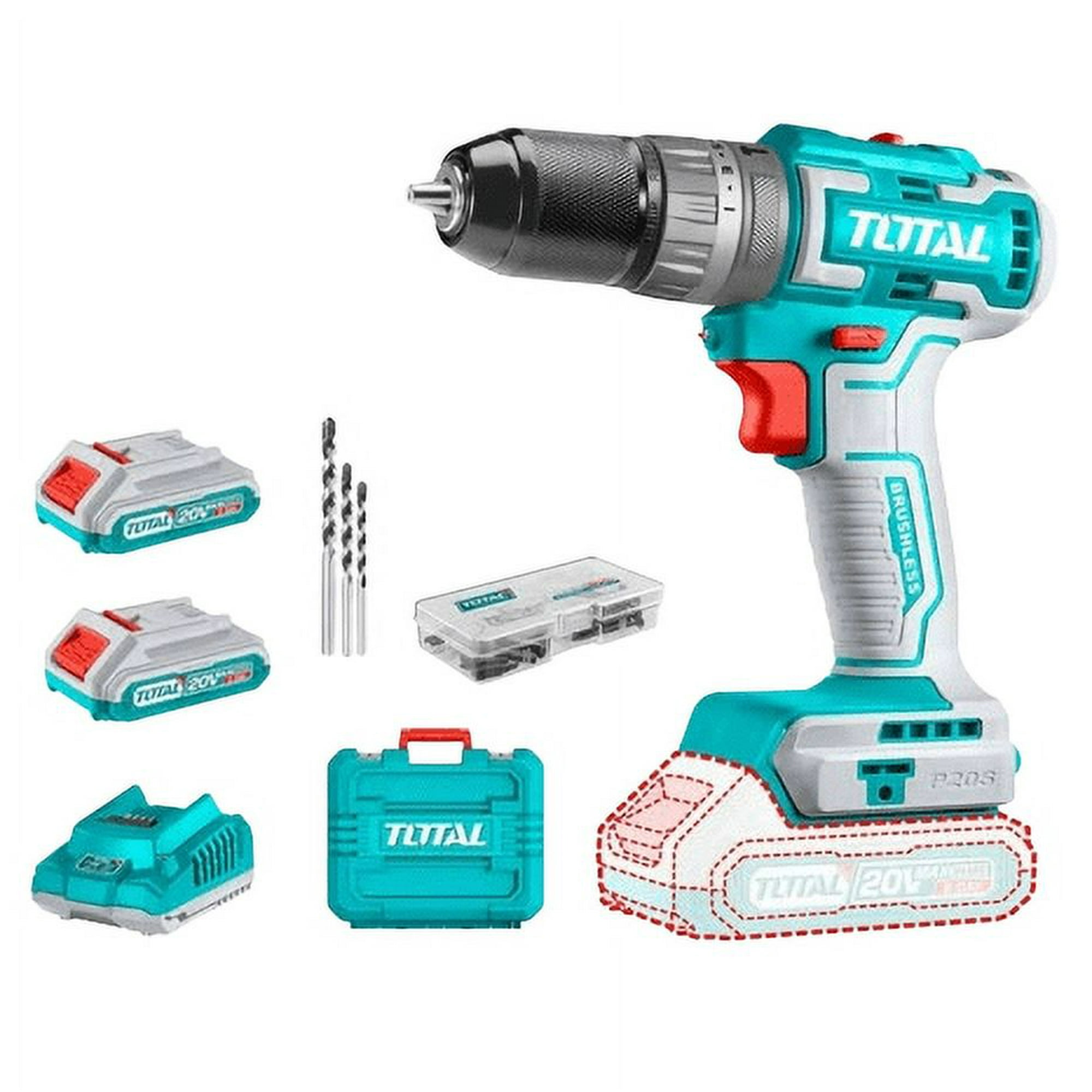 Total Tools - Taladro Inalambrico 10mm 20v 50nm + Bat Y Carg