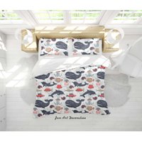 Milsleep - 3D Dibujado A Mano La Vida Marina Patrón Funda De Edredón Set Ropa De Cama Set Funda Nórdica