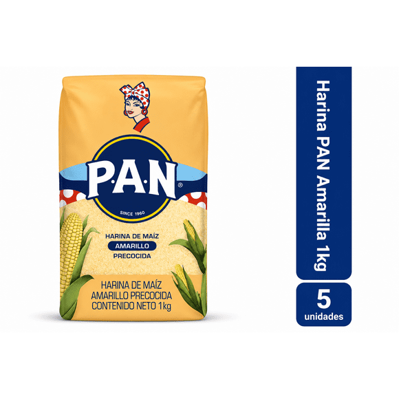 Pack 5 Harina de Maiz Amarilla PAN 1 Kilogramo
