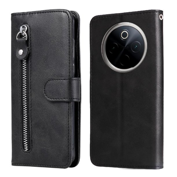 Funda con Cremallera para OnePlus 13, Carcasa Cartera de Cuero PU con Soporte y Tarjetero