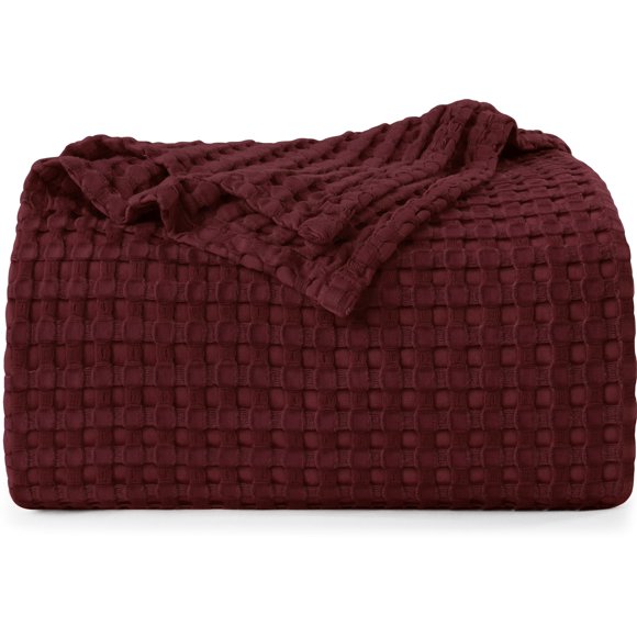 Blanket Utopia Bedding con forma de gofre, 100% algodón, 300 g/m², color burdeos