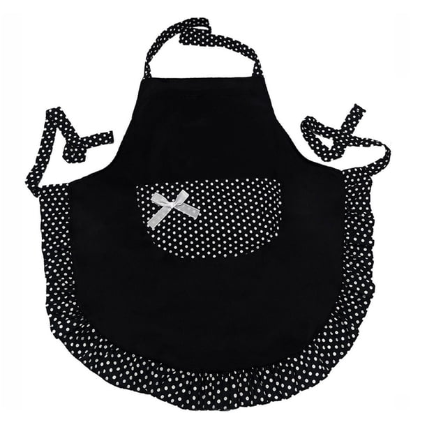 Delantal Divertido Con Lazo Y Volantes Para Damas, Bonito Y Encantador, Diseño Vintage Para Restaurante, Color Negro