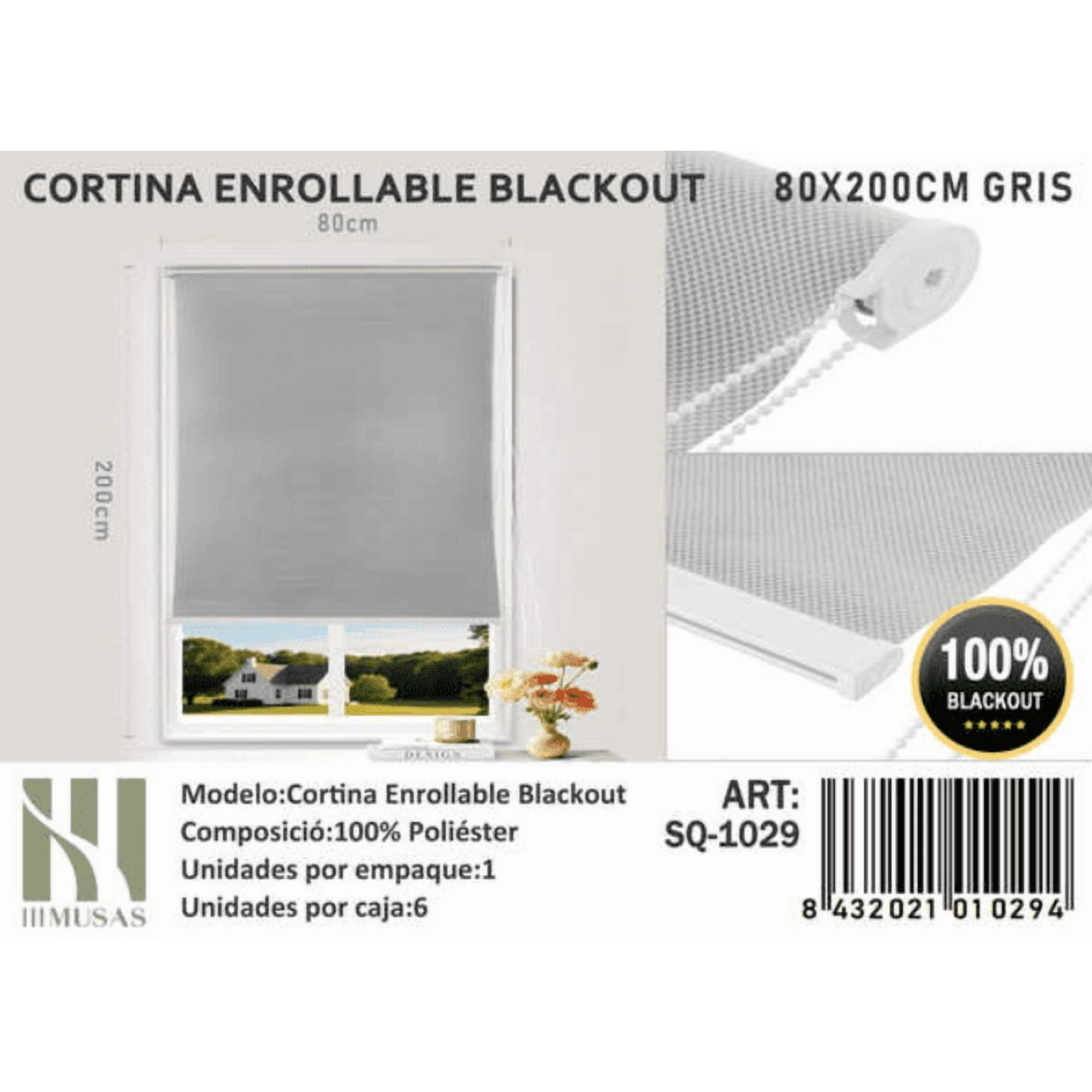 Mundo Shopping - Cortina Roller Blackout 80x200cm ´gris 1029