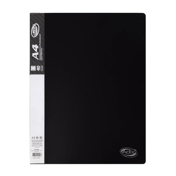 Carpeta Adix con 40 Fundas Color Negro (A4)