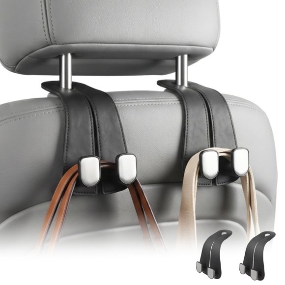 Ganchos para coche CHOSMOYI pack de 2 de cuero negro 22 kg