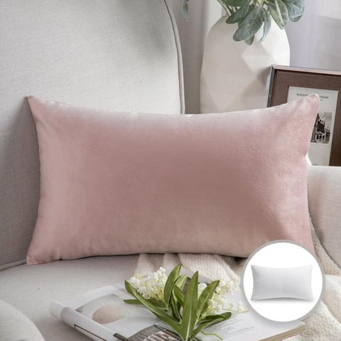 Todo Hogar Santiago De Chile - Cojín Terciopelo Liso Rectangular 30X50Cm - Rosa Pastel