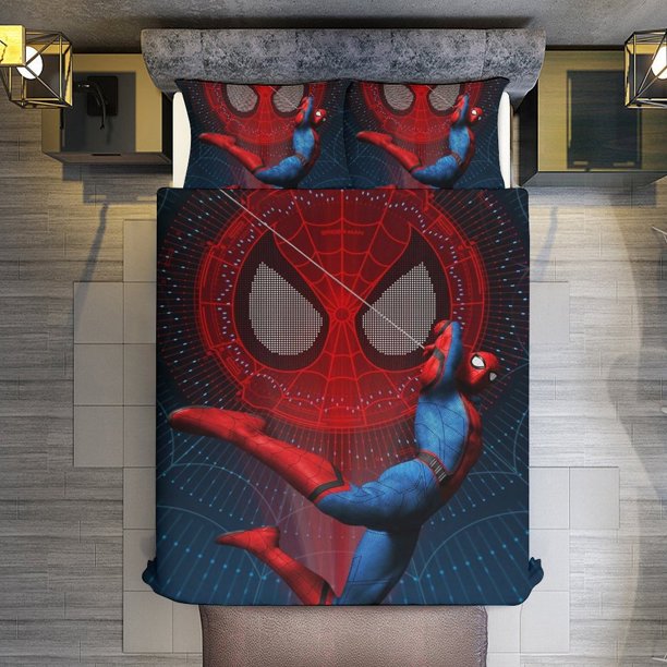 Spidey 3 Piece Sets Full/Queen Size - Reversible Microfiber Quilts with 2 Shams Soft Lightweight Bedspread Coverlet Comforter for All Season Bed Sheets