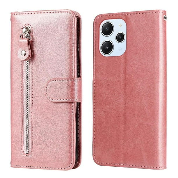 Funda con Cremallera para Xiaomi Poco M6 Pro 5G, Carcasa Cartera de Cuero PU con Soporte y Tarjetero