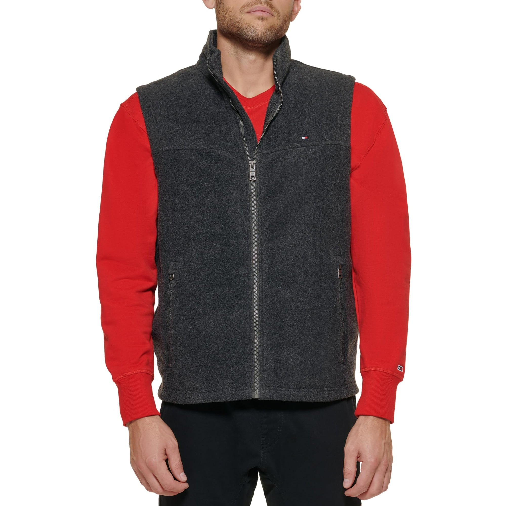 Chaleco Tommy Hilfiger De Forro Polar Para Hombre, Color Antracita, Talla Xs