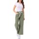 thumbnail image 2 of INSPIRE CHIC Pantalones Vaqueros de Pierna Ancha para Mujer con Cintura Elástica y Cordón, Pantalones de Mezclilla Casuales con Bolsillos Verde Militar M, 2 of 6