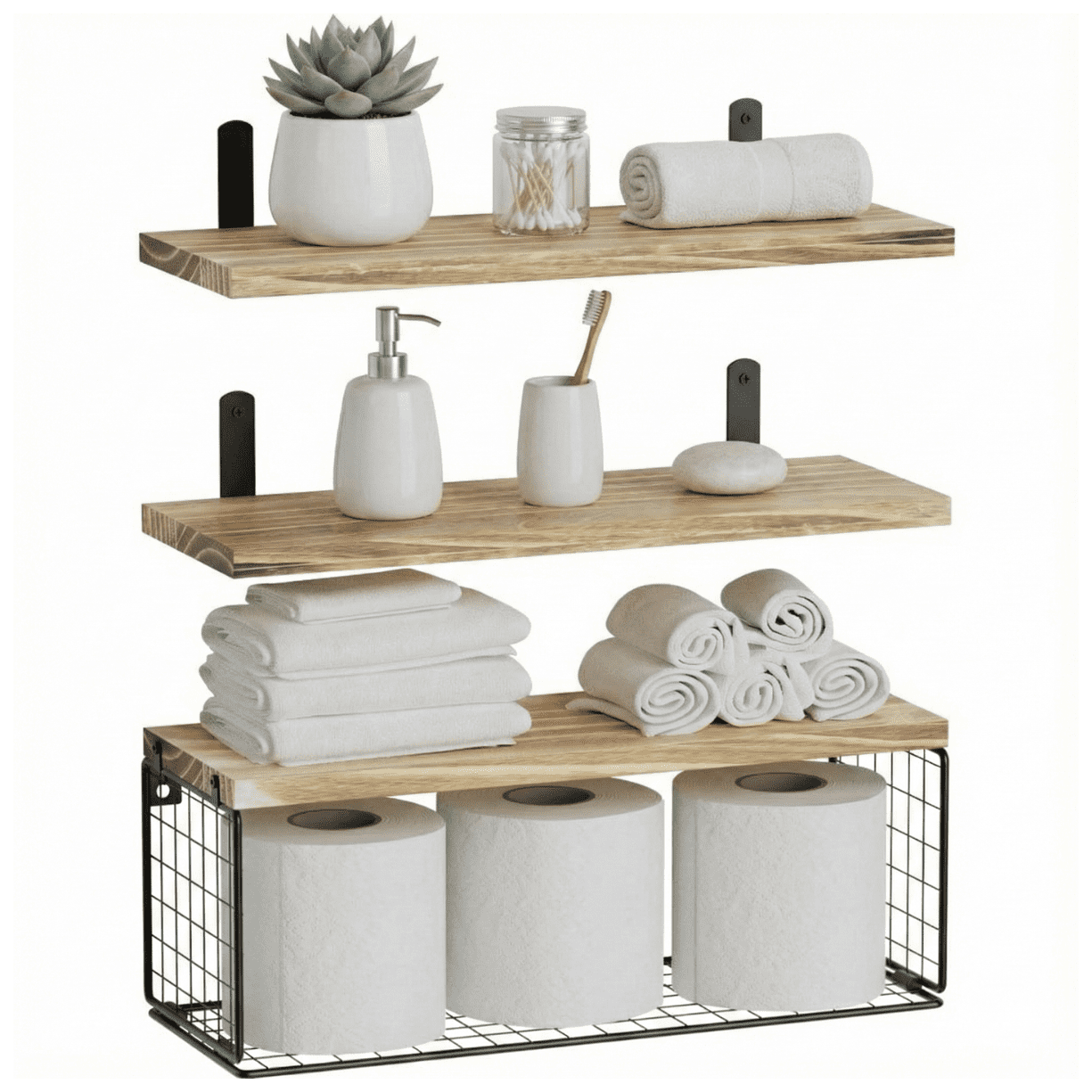 Atenza - Repisas Flotantes De Madera Decorativas Para Baño Y Cocina