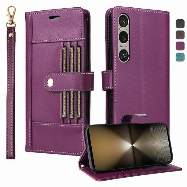 FOXDOCK Funda tipo Cartera para Sony Xperia 1 VI – Cubierta de Cuero PU con Múltiples Ranuras, Bolsillo para Efectivo y Correa de Muñeca