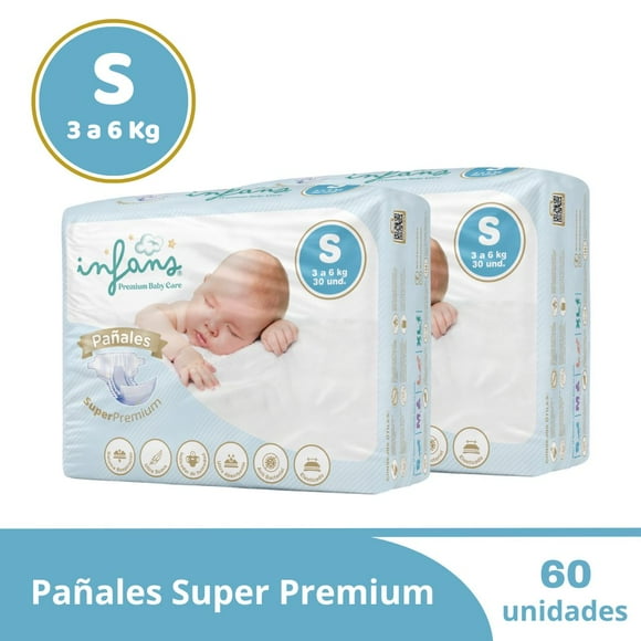 Pañal Desechable Super Premium S INFANS 60 UND