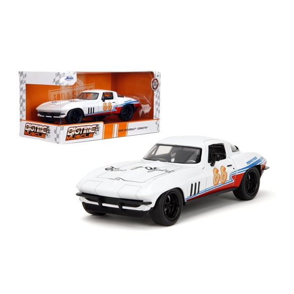 Auto de juguete a escala 1:24 Jada Big Time Muscle 1966 Chevy Corvette Sting Ray (Fundición a presió
