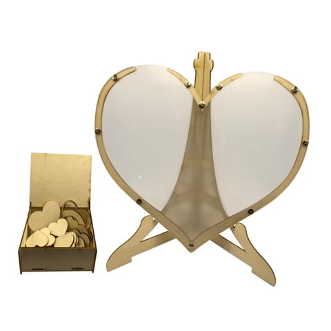 Magideal - Libro De Visitas De Boda Con Stand Home Decoración Rústica Marco De Madera Box De Corazón Para Fiestas Al Aire Libre Recepción De Bodas En Interiores Con 80 Corazones