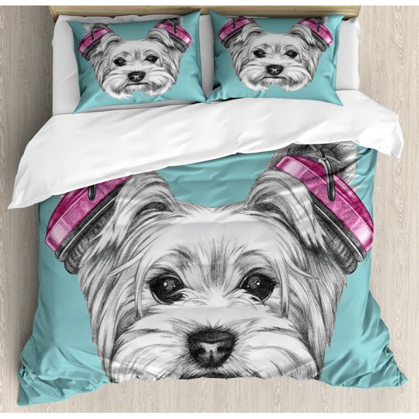 Indie Duvet Cover Set Group of Funky Monsters Society Different Expressions Abstract Groovy Doodle Style Decorative 3 Piece Bedding Set