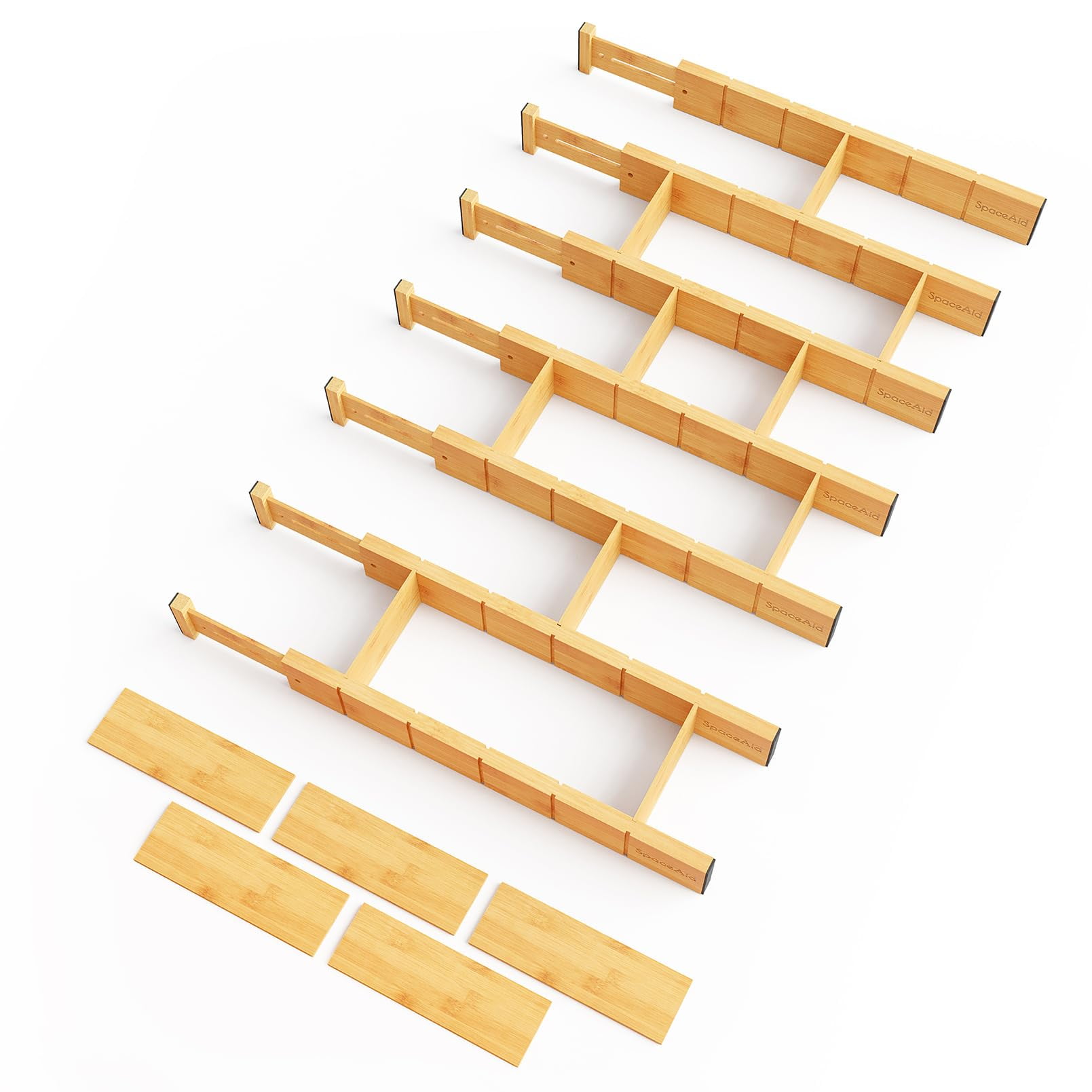 Separadores De Cajones Spaceaid Bamboo Con Insertos Y Etiquetas, 7 Separadores