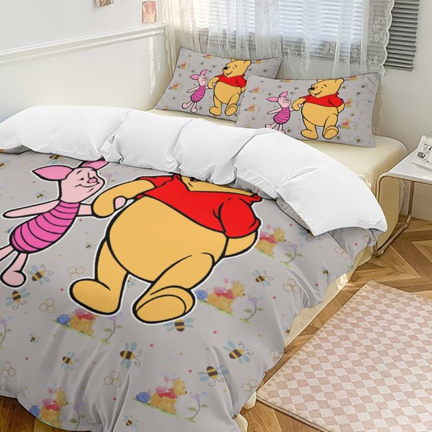 Piglet Winnie The Pooh Comforter Set Soft 3 Pcs Twin Bedding Sets Thicken