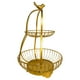 thumbnail image 1 of Frutero Canasto 2 Pisos Dorado Metalico Detalle Pajarito, 1 of 3