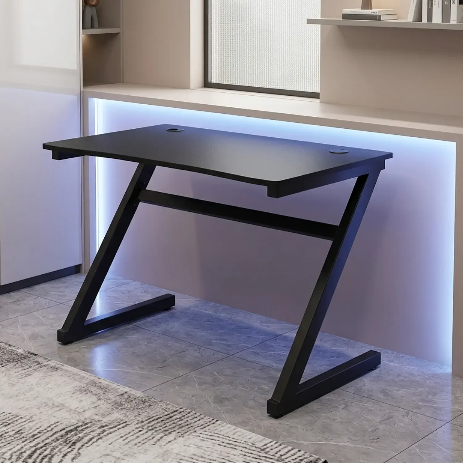 Genérico - Escritorio Gamer Minimalista En Z Negro Para Oficina Y Setup Profesional