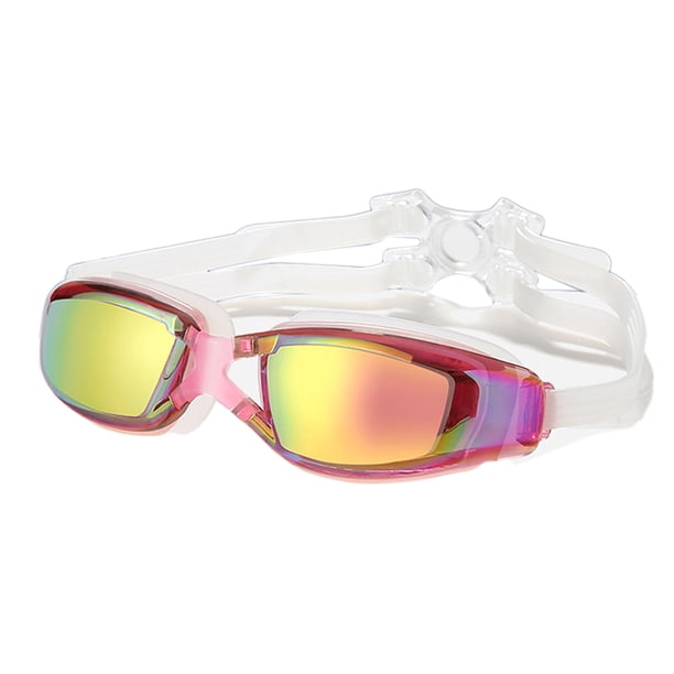 Gafas de natación con montura grande, resistentes al agua y a la niebla, de silicona galvanizada HD para adultos, para hombres y mujeres.