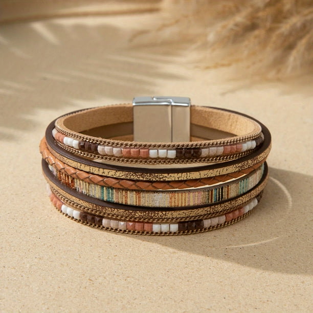 Elevate Your Look with this Stylish Colorful PU Leather Magnetic Buckle Bracelet