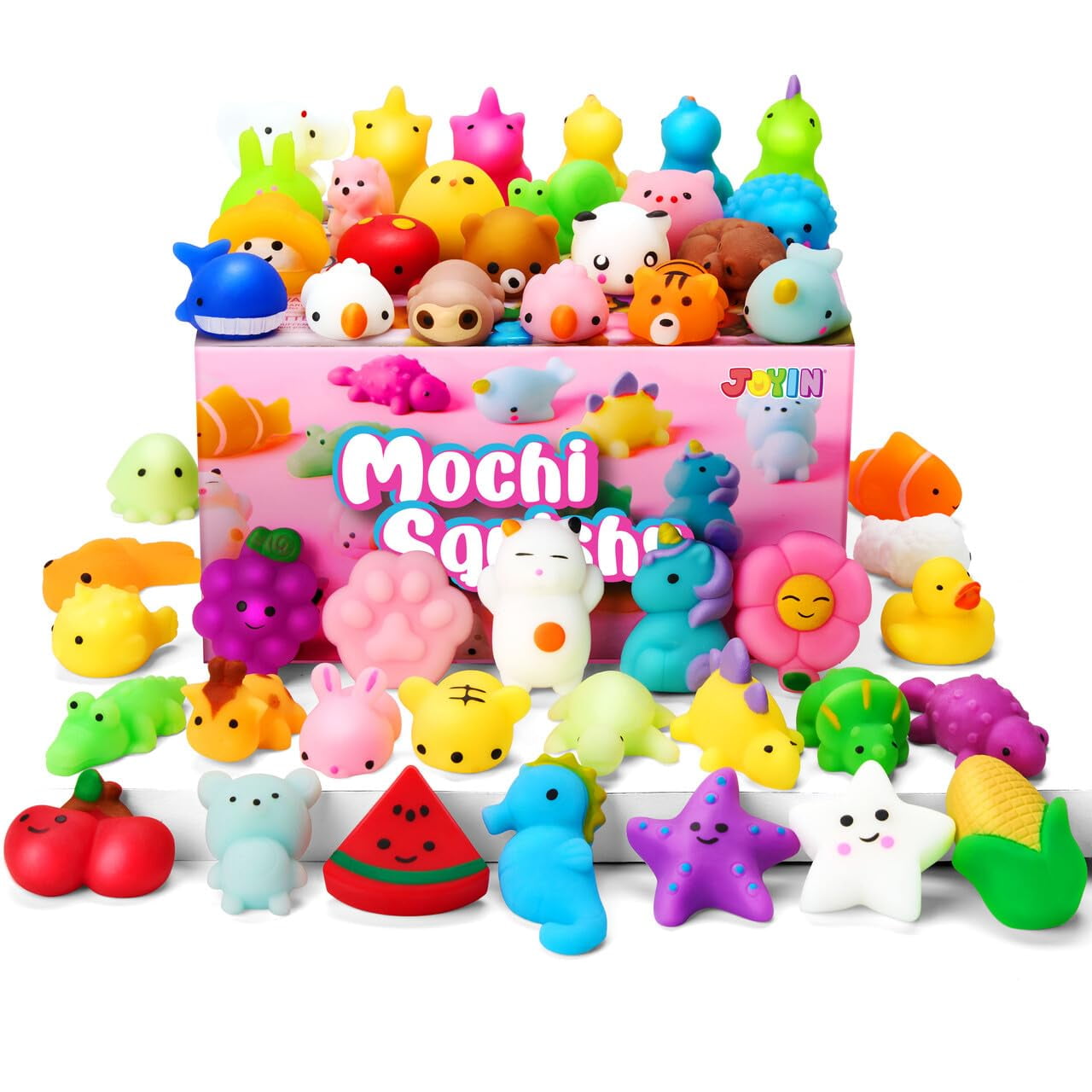Juego De Juguetes Mochi Squishy Joyin, Paquete De 100 Para Niños Con Caja De Almacenamiento