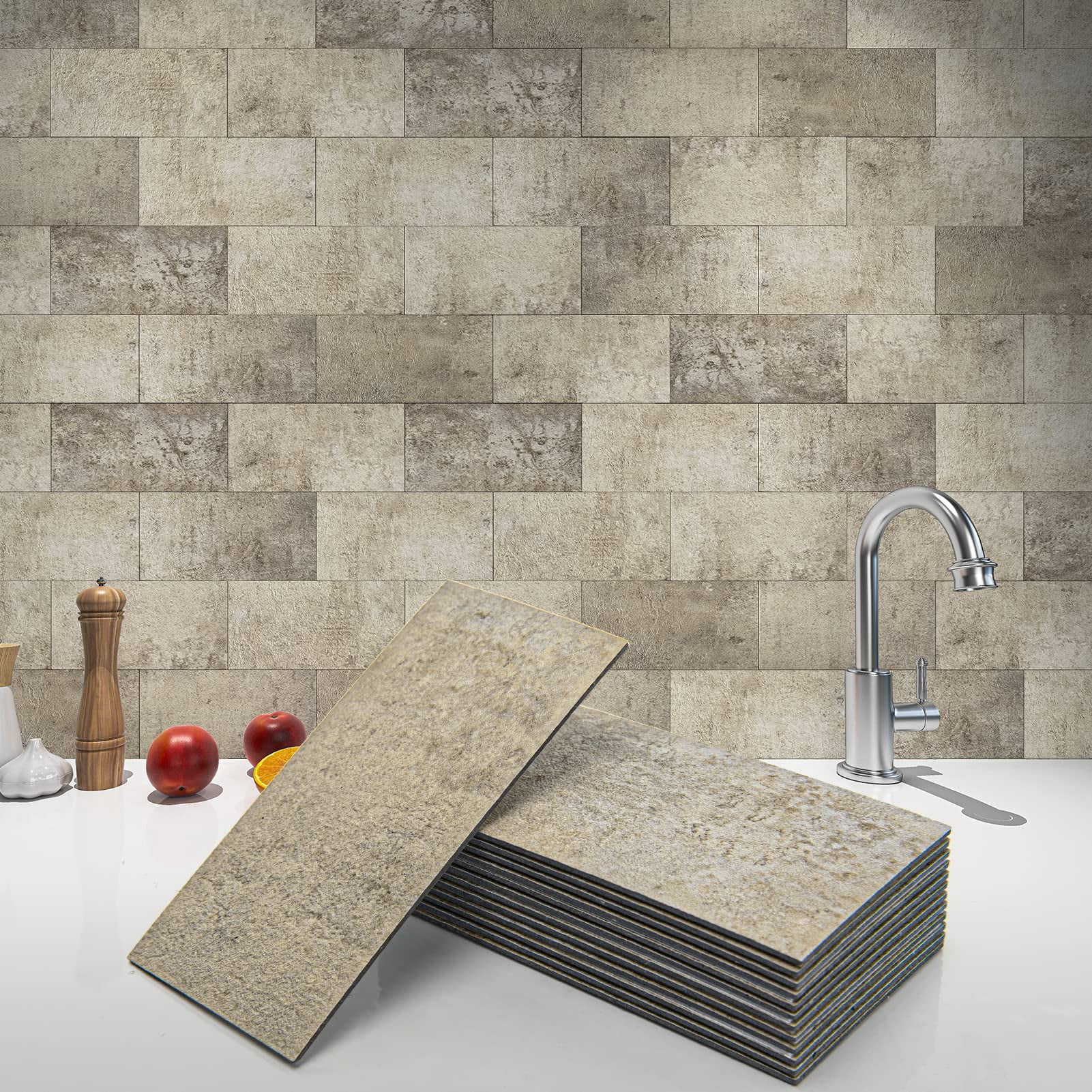 Azulejo De Pared Despegable Y Pegado Art3d Para Protector Contra Salpicaduras De Cocina