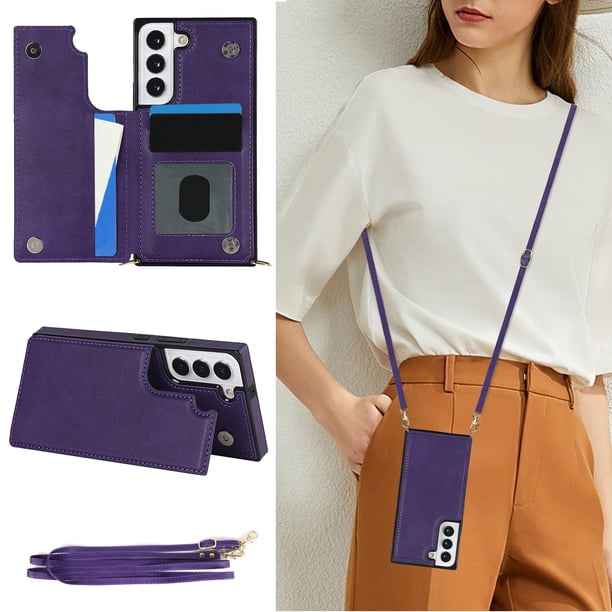 Crossbody PU Leather Case For Samsung Galaxy S23 S22 Plus Note 20 Ultra Wallet Card Slot Stand Holder Phone Bag Cover