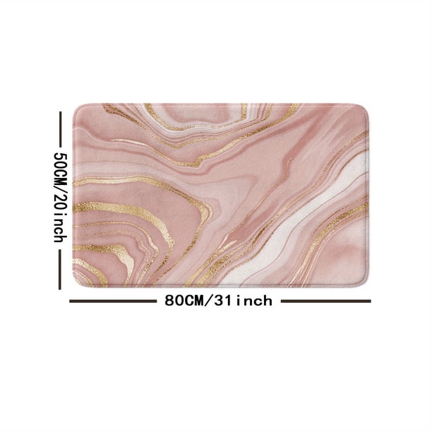 1pc Non-Slip Marble Pink Bathroom Mat - Absorbent, Anti-Skid, Contemporary Art, Indoor/Outdoor, Stylish & Elegant Gift, 16x24/20x31 Inches for Bathroom Decoration