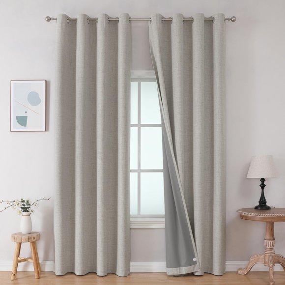 Cortinas opacas Joydeco Burg, 213 x 213 cm, 2 paneles, blanco grisáceo