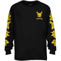 Pokémon - Camiseta Pokemon Pikachu De Manga Larga Para Niños Talla 8 Negra