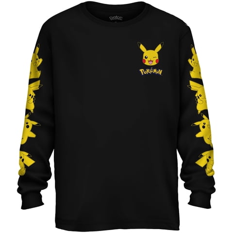 Pokémon - Camiseta Pokemon Pikachu De Manga Larga Para Niños Talla 8 Negra