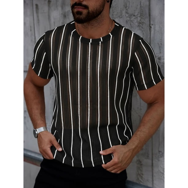 Polera Hombre De Punto Tejida Manga Corta Hilo Moda 0283