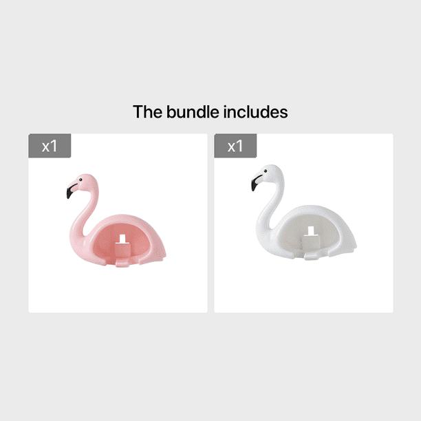 1pc Cute Flamingo Toothbrush Holder - Strong Adhesive Wall Mount - Perfect for Bathroom Storage and Bath Supplies - White and Pink