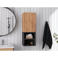 Tuhome - Mueble Auxiliar Muro Baño 1 Puerta Miel Y Plomo
