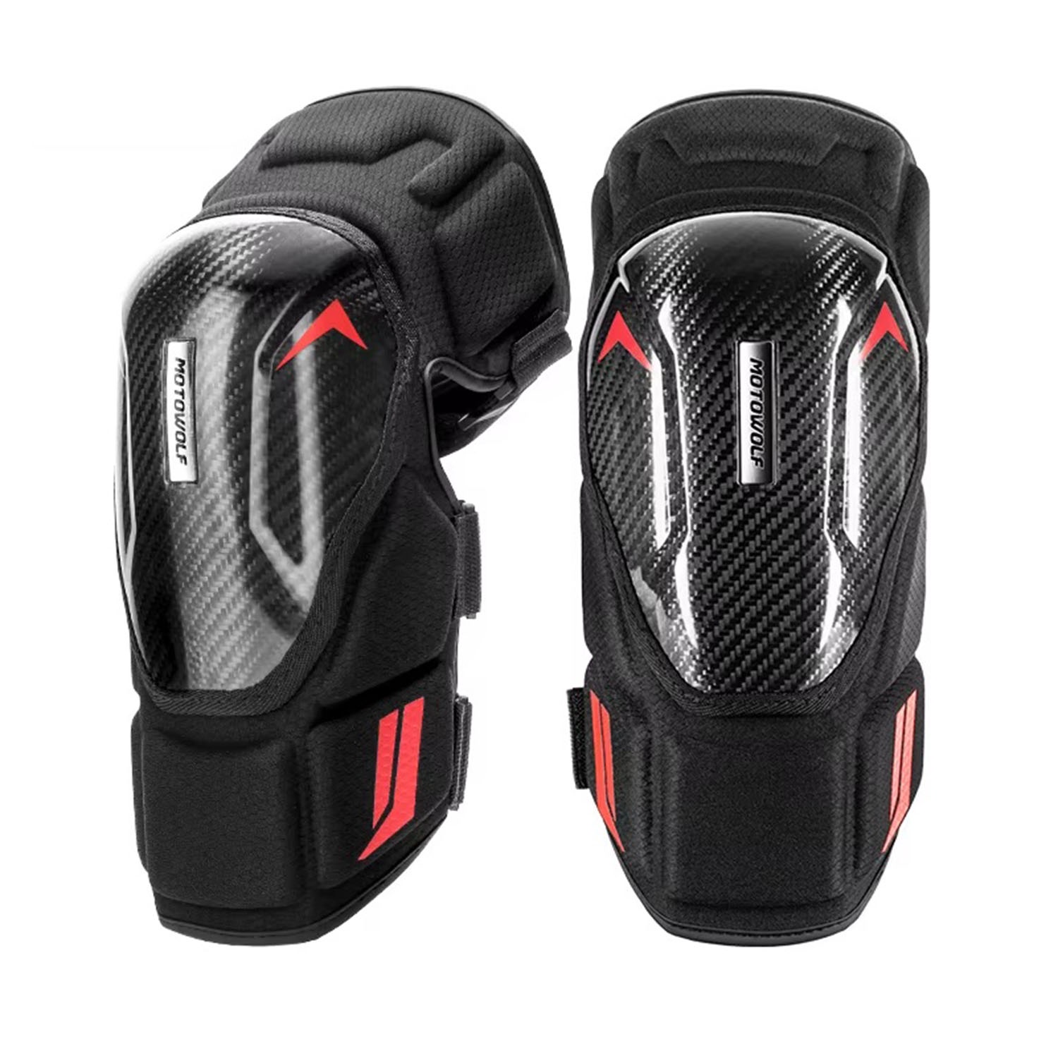 Rodilleras Rojas Para Motociclismo De Fibra Carbono Motowolf 1037