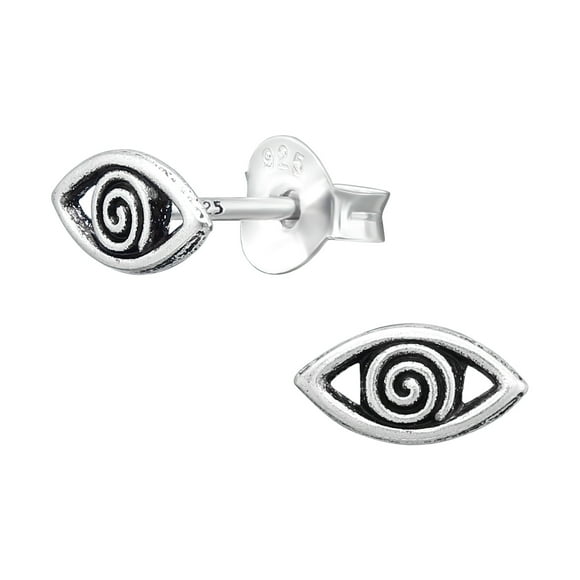 Aros Plata 925 De Ojo Malvado Con Acabado Oxidado