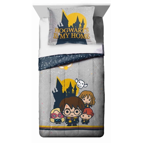 Juego de edredón Jay Franco Harry Potter Twin Grey con funda