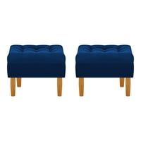 Bodevir - Set Pouf Wood 1C Felpa 04 Azul Marino