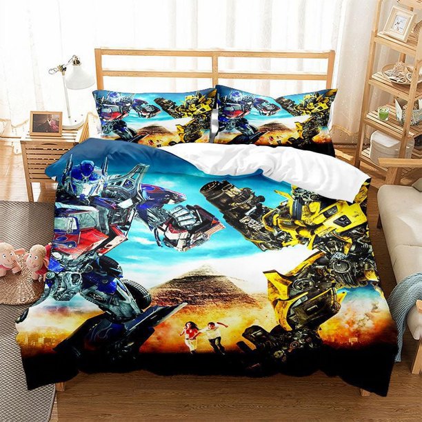 Transformer 3 PCS Comforter Set with 2 Pillowcases,Trans_formers Bedding Set Sheet Set for Kids Adults,All Season Lightweight